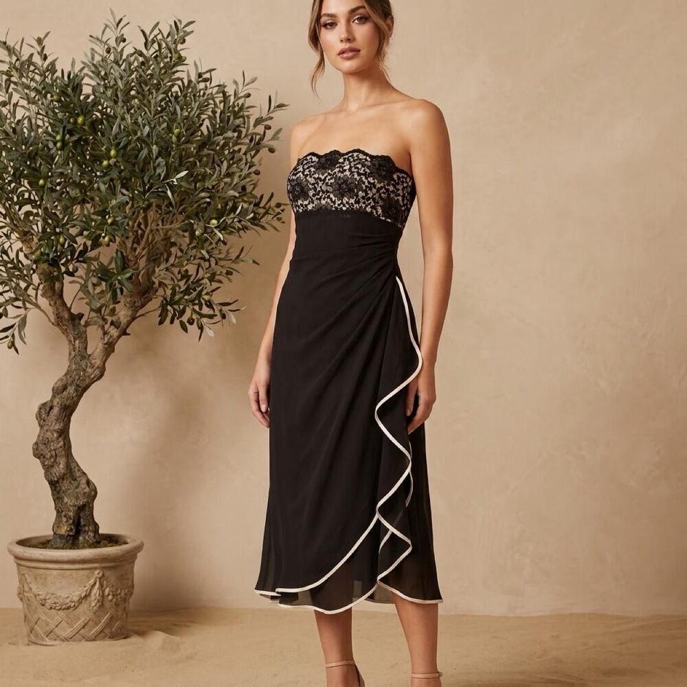 Unbranded Women's Black and Navy Dress